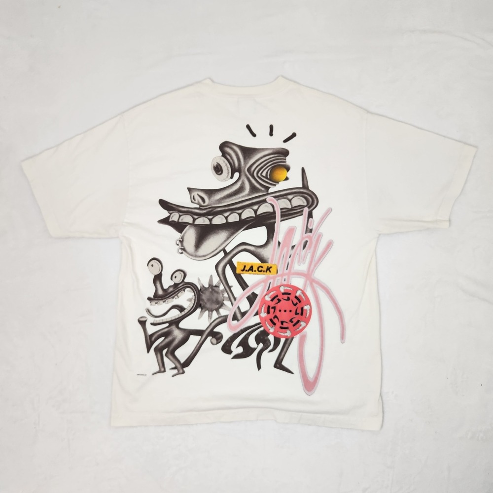Travis Scott Cactus Jack Graphic T-Shirt Off White Cream Mens Large 2022